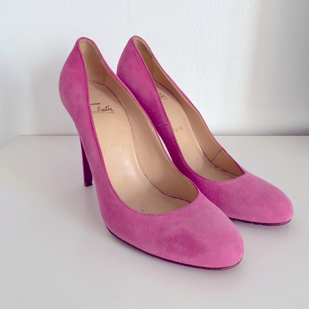 Christian Louboutin Candy Pink Suede Heels